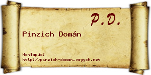 Pinzich Domán névjegykártya